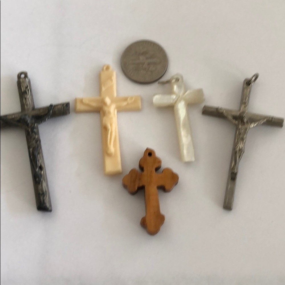 Old Cross Pendant Collection Five Cross Lot MOP - Picture 2 of 8